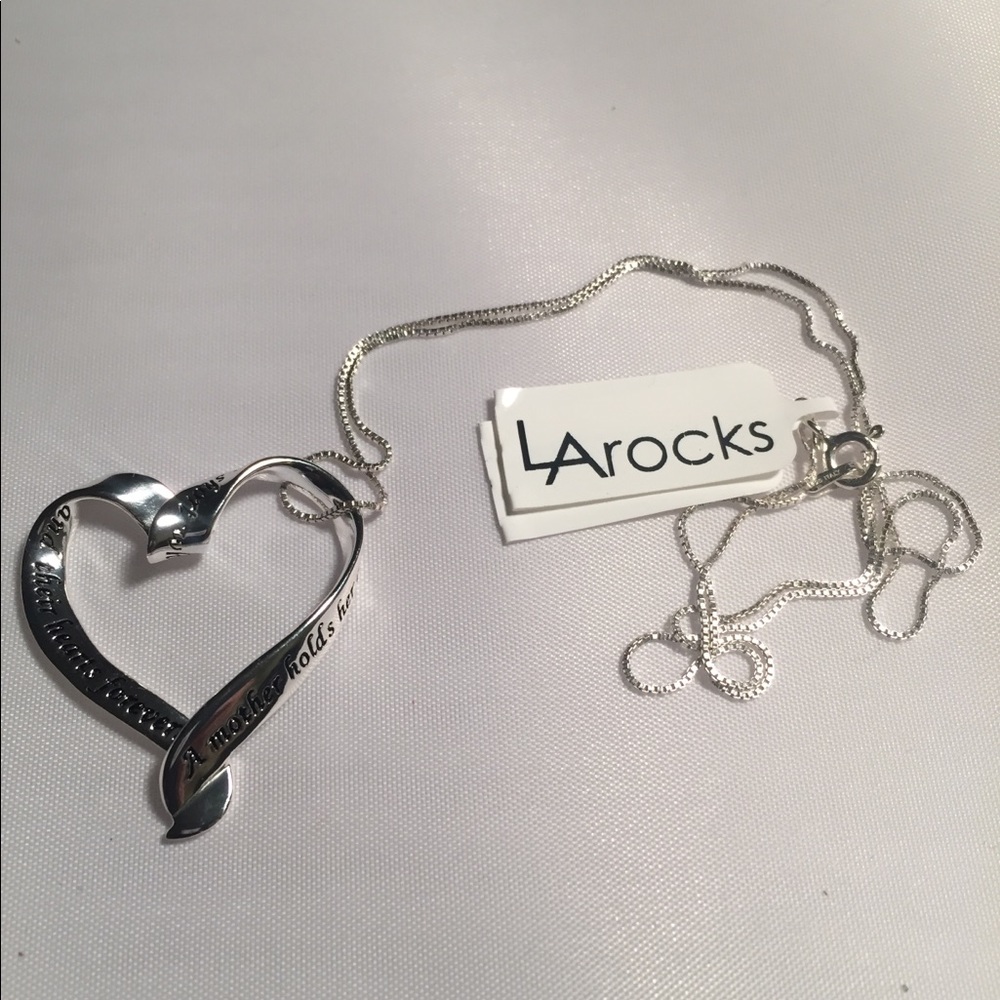 Mother's Sterling Silver Heart Pendant 18”